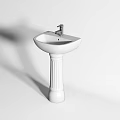 Minimalist White Ceramic Pedestal Sink With Chrome Faucet In Modern Bathroom Design
