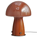 Mushroom Shaped Table Lamp with White Lampshade and Transparent Gray Ribbed Base for Modern Decor