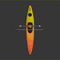 Person Paddling In Orange Yellow Kayak With Yellow Helmet And Orange Life Jacket