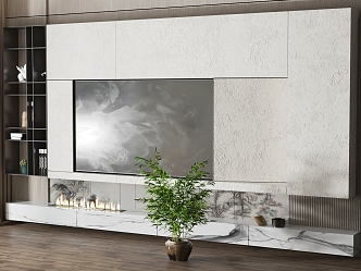 Modern TV background wall TV cabinet 3d model