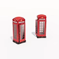 Classic Red Public Telephone Booths Iconic Urban Public Facilities Structure