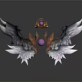 Scene Component Design With Gold And White Wings Golden Decoration And Pink Spheres