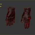 Red And Black Patterned Gloves With Leather Straps And Protective Design