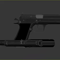 Black Modern Pistol With Metal Components And Plastic Grip Displayed On Dark Background