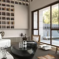 Modern Minimalist Loft Living Room With Floor To Ceiling Windows And Sofa