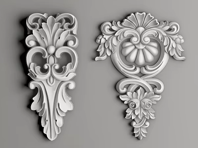 Exquisite White Decorative Carvings For Interior 3d model