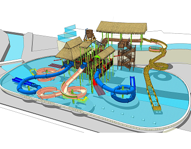 Modern Amusement Equipment Water Park Amusement Equipment Water Village Slide 3d model