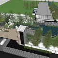 Garden Landscape Design With Trees Steps Rocks And Modern Building Elements