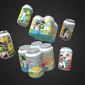 Assorted Canned Beverages With Creative Colorful Labels And Various Flavors