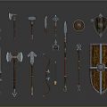 Medieval Weapon Collection Featuring Swords Axes Hammers Bows Spears And Shields 3d model