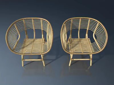 Stylish Rattan Pet Cabinet With Round Design And Functional Storage Space 3d model