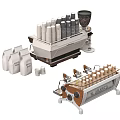 Coffee Machine And Grinder With Cups And Beans For Kitchen Use 3d model