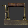 Vintage Computer Case Featuring Brass Base Wooden Handle And Metal Structure Design