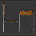 Orange Wooden Desk And Chair Set With Metal Legs And Drawer