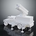 Military Truck With Multiple Rocket Launcher System And Support Stand 3d model