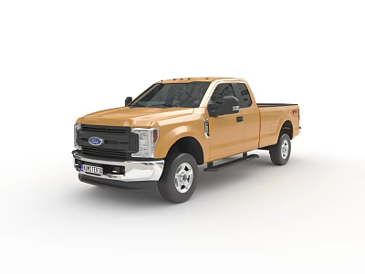 Ford Yellow Double Cab Pickup Truck With Cargo Bed And Modern Design 3d model