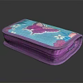Cute Purple And Blue Butterfly Flower Print Pencil Case With Zipper Closure For Students
