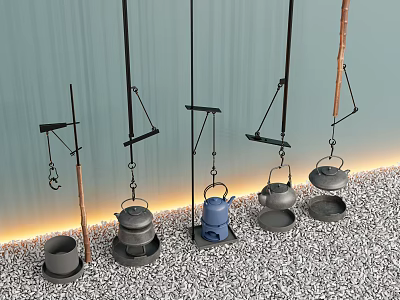 New Chinese-style Teapot Tea Set Encircling Stove Tea Boiling Tea Hanging Teapot Ceramic Boiling Teapot Fishing Pot 3d model