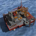 Offshore Industrial Equipment Platform Featuring Cranes Pipelines And Marine Structures