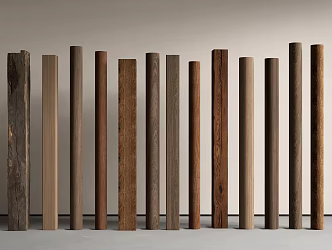 Chinese style wood pillar wood old wood old wooden beam 3d model