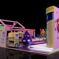Colorful Summer Themed Exhibition Booth Design With Pink Purple Decor And Rainbow Elements