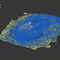 Wood Stone Natural Landscape 3D Model with Green Vegetation and Rock Texture