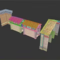 Ancient Stone Architectural Models Featuring Tiled Roofs And Detailed Walls 3d model