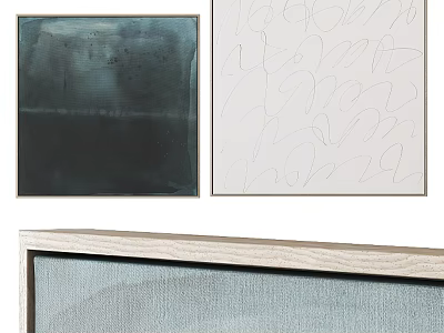 Modern Abstract Paintings With Textured Navy White Light Gray Tones Wall Art Decor 3d model