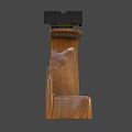 Weapon Handgun With Wooden Grip Black Silver Body And Wooden Display Stand