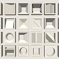 Modern Geometric Room Dividers With Square Circular And Angular Cutout Designs 3d model