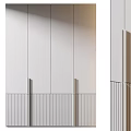 Modern Minimalist Wardrobe With Sleek Panel Doors And Vertical Striped Accents