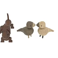 Handcrafted Wooden Animal Dolls Featuring Dog Shape And Natural Design