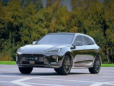 Modern Silver SUV Car With Sleek Exterior And Natural Green Trees Background 3d model