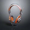 High Quality Vintage Audio Headphones With Wooden Headband Metal Bracket And Orange Earpads