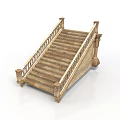 Ornate Wooden Staircase With Carved Railings Decorative Columns And Classic Steps