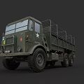 Green Military Truck With White Star Logo And Canvas Cargo Bed