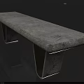 Modern Outdoor Concrete Bench With Textured Surface And Geometric Legs For Garden Patio