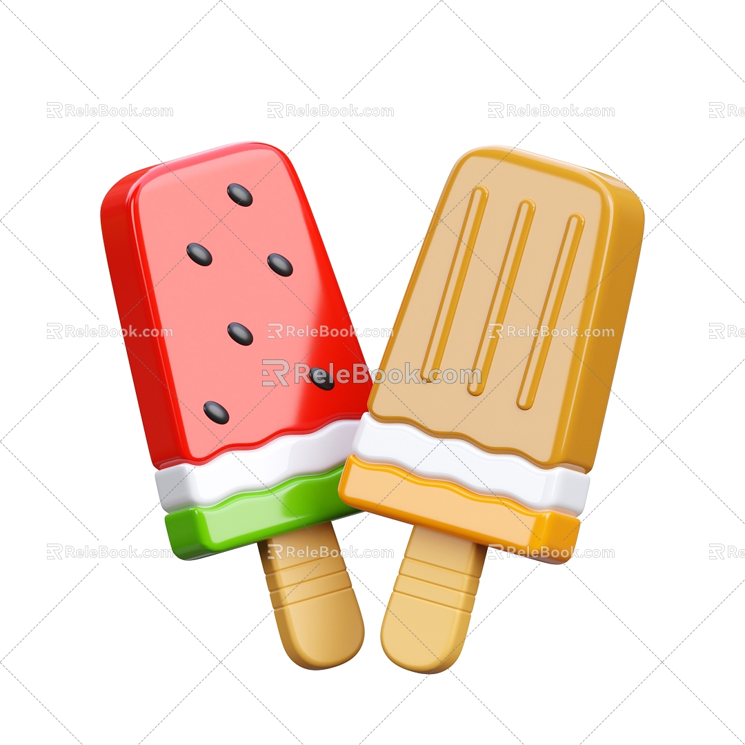 Modern ice cream popsicle cartoon ice cream 3d model