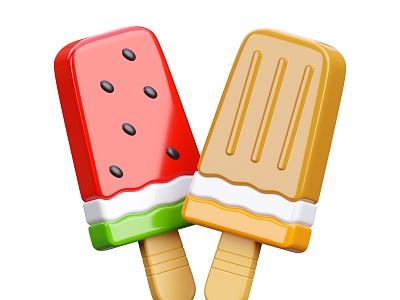 Modern ice cream popsicle cartoon ice cream 3d model