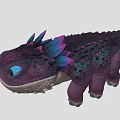 Cute Purple Fantasy Game And Movie Character With Blue Spikes And Big Eyes