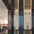 Modern Elevator Lobby With Sleek Doors Warm Lighting And Marble Wall Design