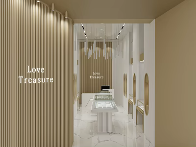 Elegant Jade Treasures Jewelry Store Interior With Love Treasure Display Counters And Modern Decor 3d model