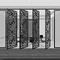 Modern Public Office Interior Featuring Frosted Glass Partitions and Sliding Doors