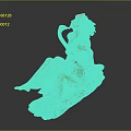 Golden Winged Female Mythical Sculpture Playing Harp Artwork