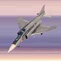 Military Fighter Jet with Camouflage Paint Twin Engines 44 Marked Wings Flying in Sky Background