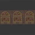 Classical Architectural Corner Wall Design With Arched Windows And Intricate Decorative Patterns