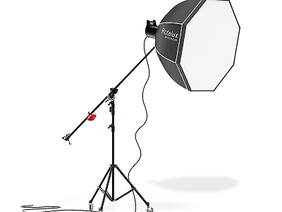 Adjustable Floor Lamp with Octagonal Lampshade Movable Stand and Wheels for Indoor Use 3d model