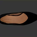Stylish Black Satin Flat Shoes With Square Toe And Orange Lining Brown Sole