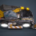 Futuristic Sci Fi Engineering Vehicle With Yellow Lights And Mechanical Bucket