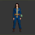 Woman In Blue Jumpsuit With 111 Logo Yellow Belt And Green Arm Device